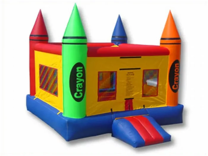 Castello gonfiabile colorato a tema pastelli, ideale per feste e giochi. Acquista online alta qualità a prezzo conveniente, perfetto per il divertimento dei bambini.