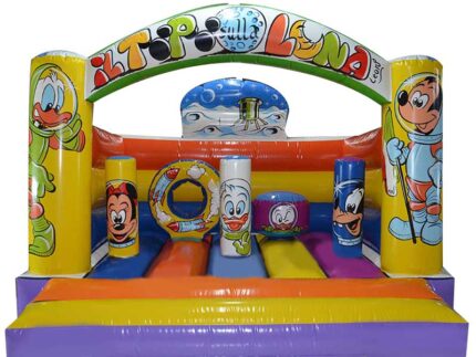 Grande Castello Gonfiabile Multigioco Con Arco Tema Cartoon